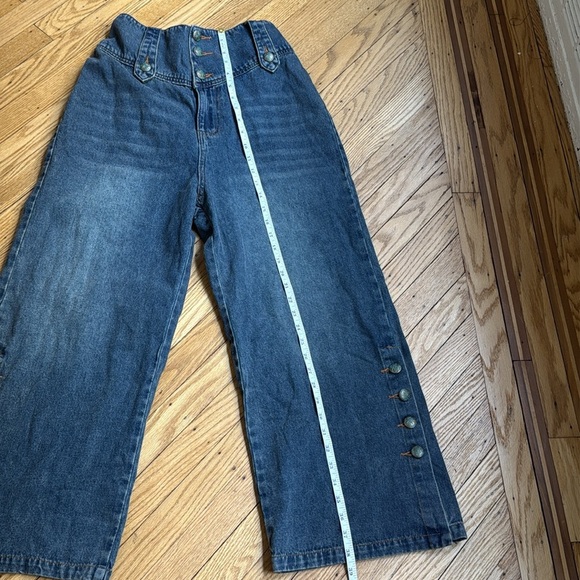 Monthorigin High Rise Wide Leg Jeans Button Front Raw Hem Boho Y2K 28x28 - Picture 6 of 14